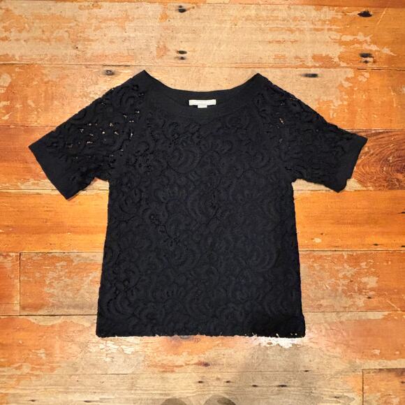 Banana Republic Black Lace Short Sleeve Top, women’s XS - Picture 1 of 4